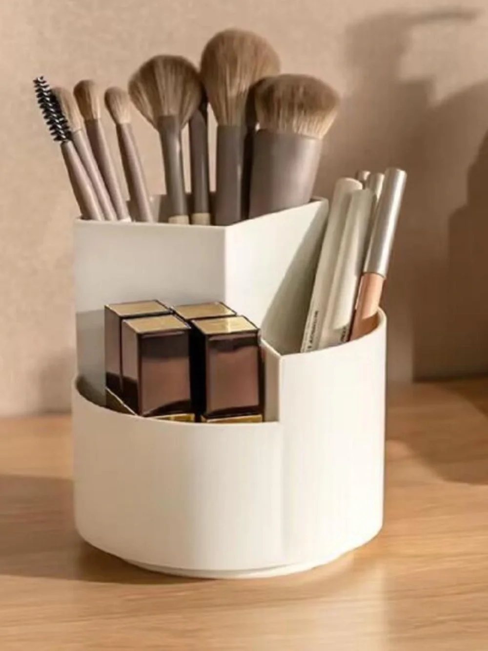 1pc Rotatable Makeup Brush Storage Holder,For Holiday Beach, Bathroom Collection